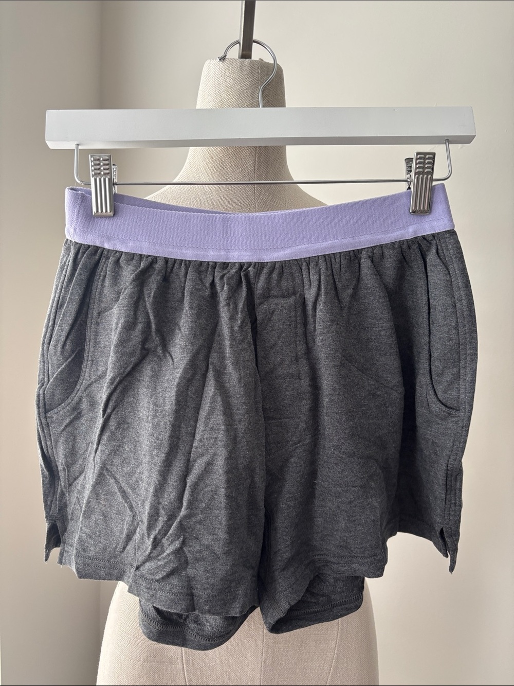 Jambys Boxers with Pockets Shorts Women's XS Charcoal Gray Light Lavender